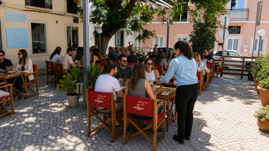 Esplanada com clientes no Largo de São Pedro